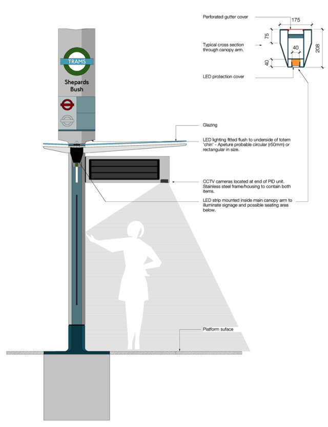 Tram stop 'Totem' detail