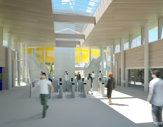 Image of Anew station providing sustainable access to regional and national destinations by rail, including the south-west, north-east, London and the Thames Valley