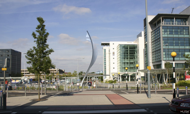 Photomontage of the wayfinding proposal at Birmingham Airport