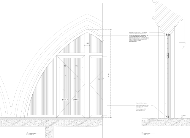 Drawn detail of new units within existing church arches